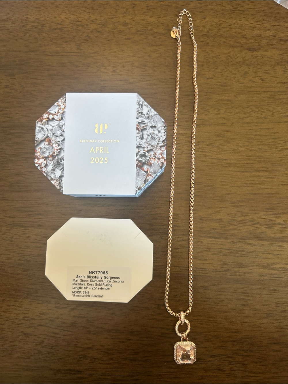 Bomb Party April2025 Necklace NK77955 She’s Blissfully Gorgeous CZ on Rose Gold